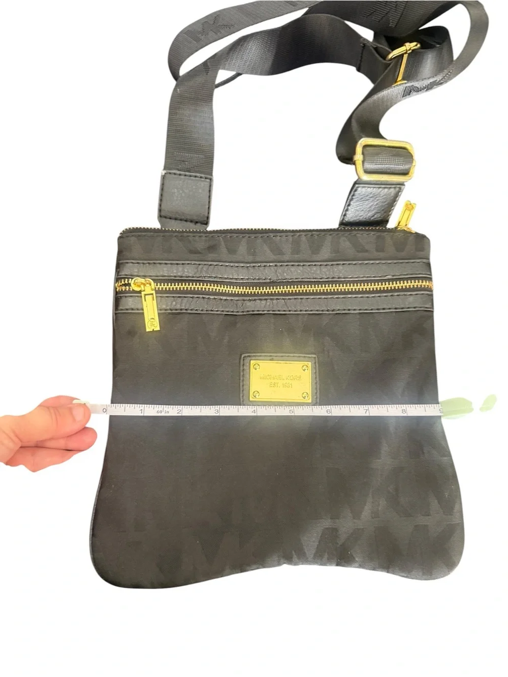 Michael Kors Black Crossbody Messenger with Gold Hardware